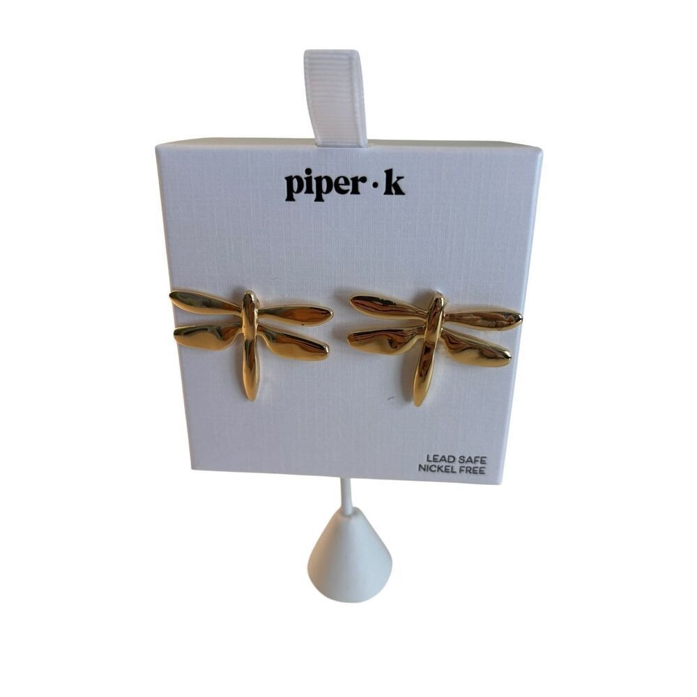 Piper K Gold Dragonfly Stud Earrings